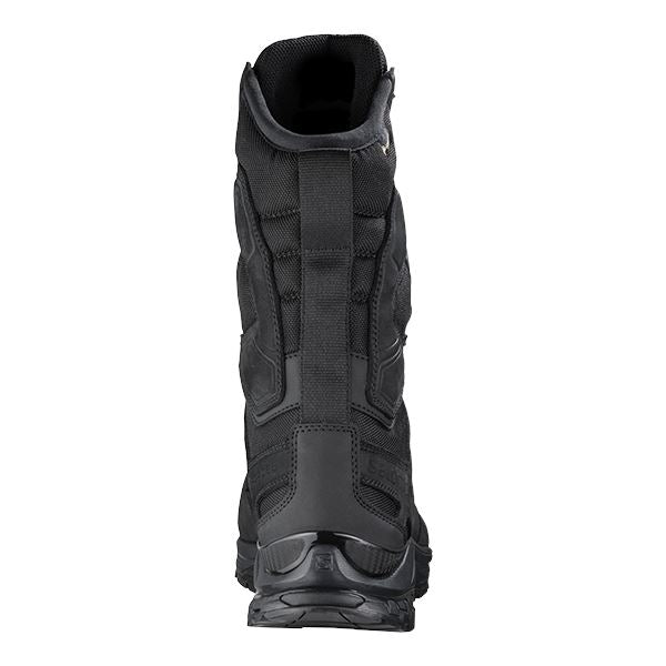 Rear view of the Black Salomon XA Forces 8 Inch GTX boot showing the supportive heel structure and extended ankle coverage.