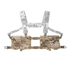 Spiritus Systems 34 Alpha Chest Rig configured with shoulder straps and back strap, demonstrating a complete modular chest rig setup.