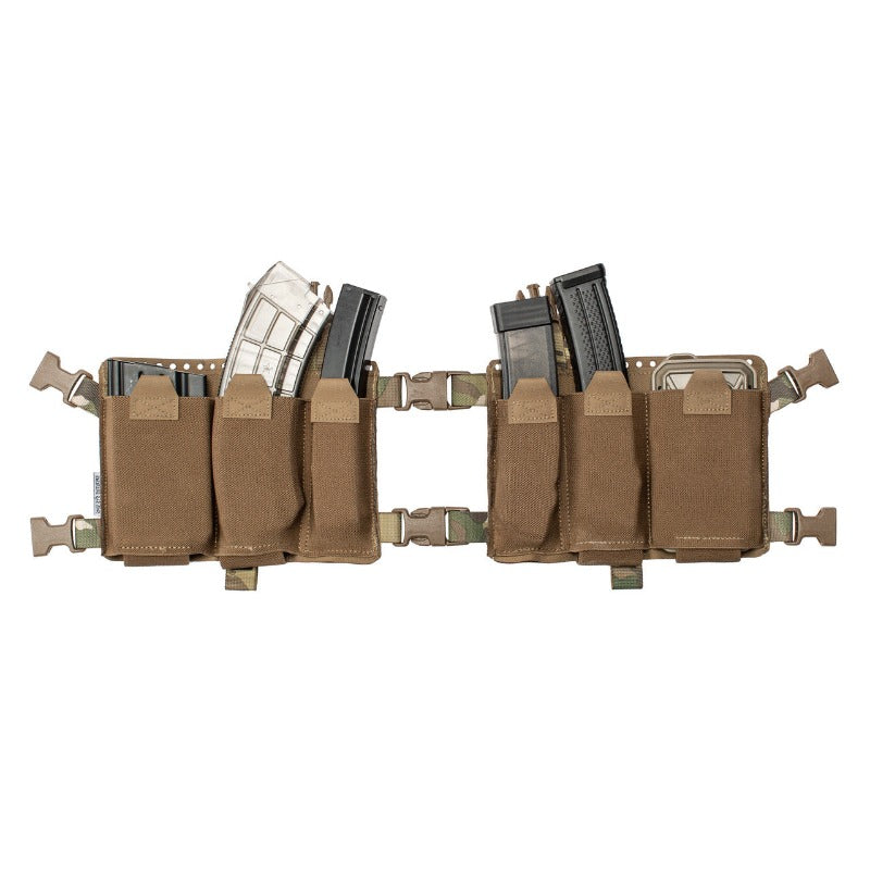 Spiritus Systems 34 Alpha Chest Rig built out with multiple pouches and accessories, showcasing the platform's modularity and load-carrying capability.
