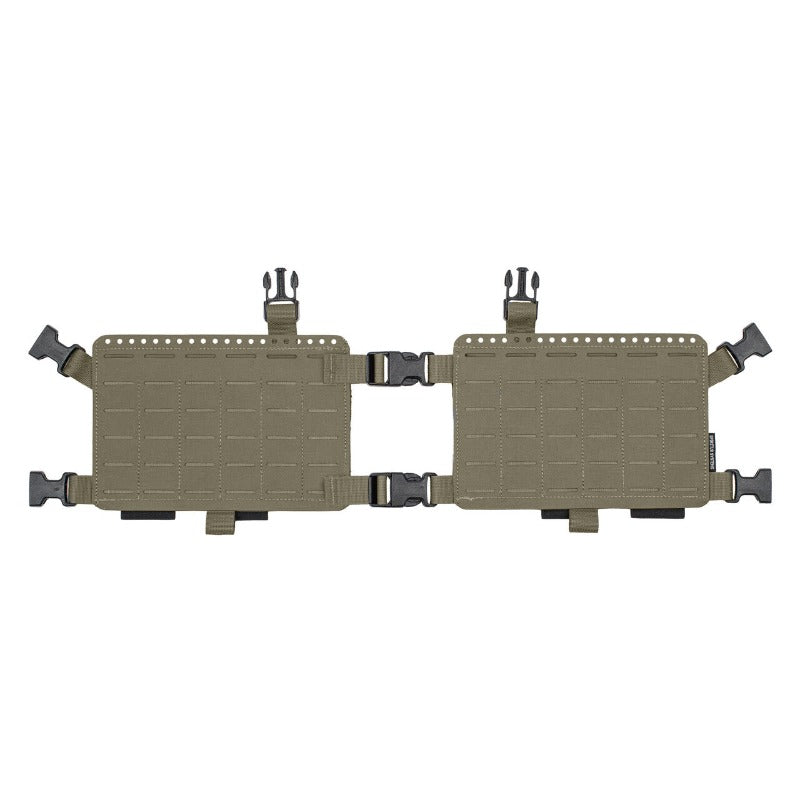 Spiritus Systems 34 Alpha Chest Rig in Ranger Green featuring a lightweight split-front platform with MOLLE compatibility and internal storage cells.