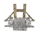 Spiritus Systems Fat Strap MK4 mounted to a chest rig chassis, demonstrating complete harness integration and load-bearing support for modular tactical setups.