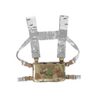 Spiritus Systems Micro Fight Chassis Mk4 configured as full chest rig with shoulder straps and back strap attached, modular tactical loadout platform with magazine inserts and front flap installed for lightweight field setup made in the USA