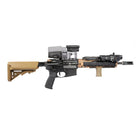 Unity FAST Aimpoint Magnifier Mount Black integrated into modern tactical rifle setup reducing snag hazards and side bulk