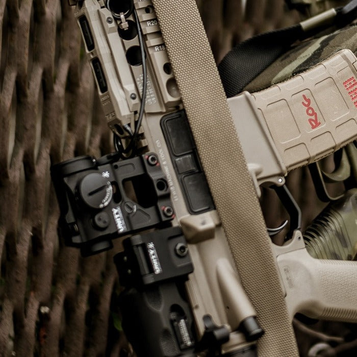 Unity FAST Aimpoint Micro Mount 2.26 red dot configuration designed for night vision compatibility and plate carrier friendly shooting posture